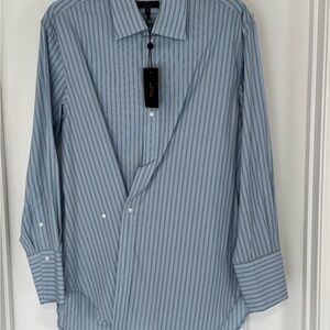 Rag & Bone Blue Button Down Shirt with Vertical Stripes